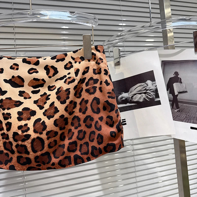 Winter New Fashion Yellow Leopard Print Short Skirt For Women Versatile Low Waist Wrapped Hip A-line Skirts 11A07921