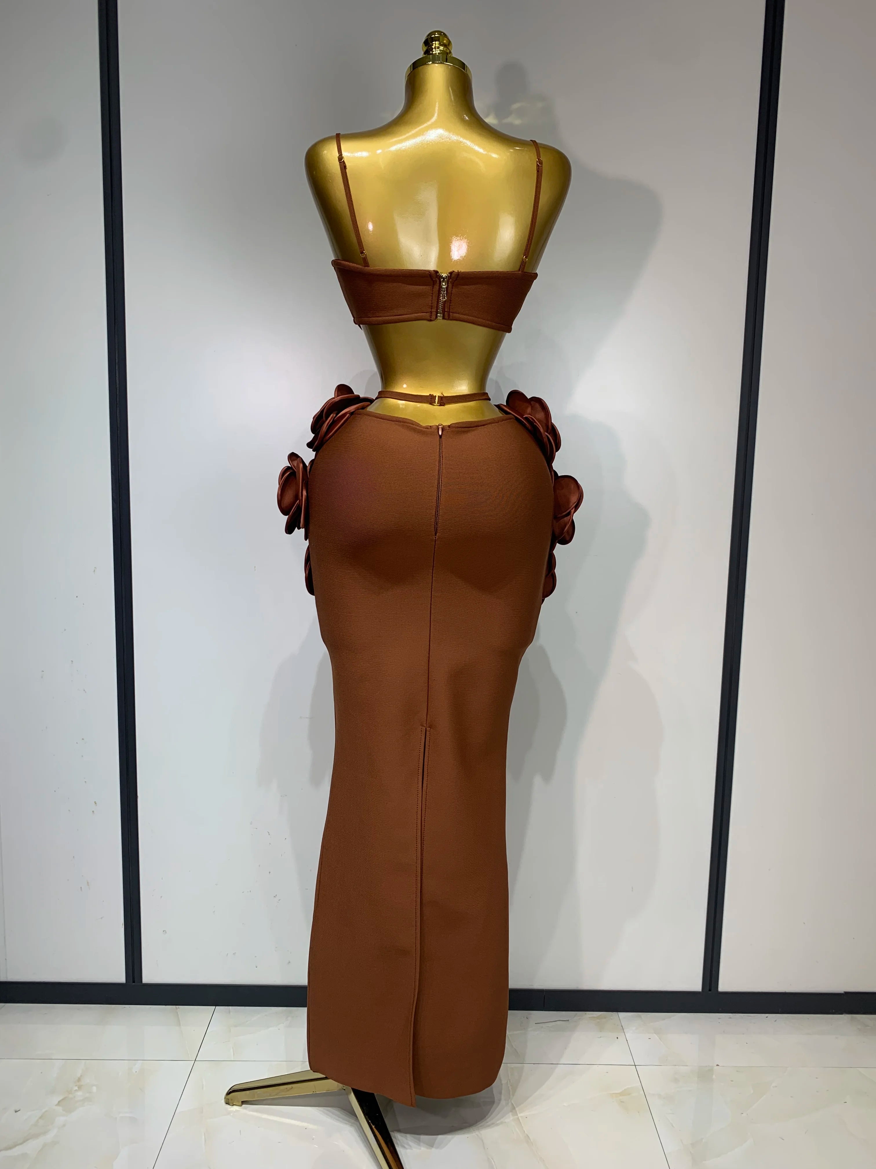 Women Sexy Camisole Floral Bandage Long Skirts 2-Piece Set 2025 Celebrity Elegant Party Cocktail Prom Gown Nightclub Outfit