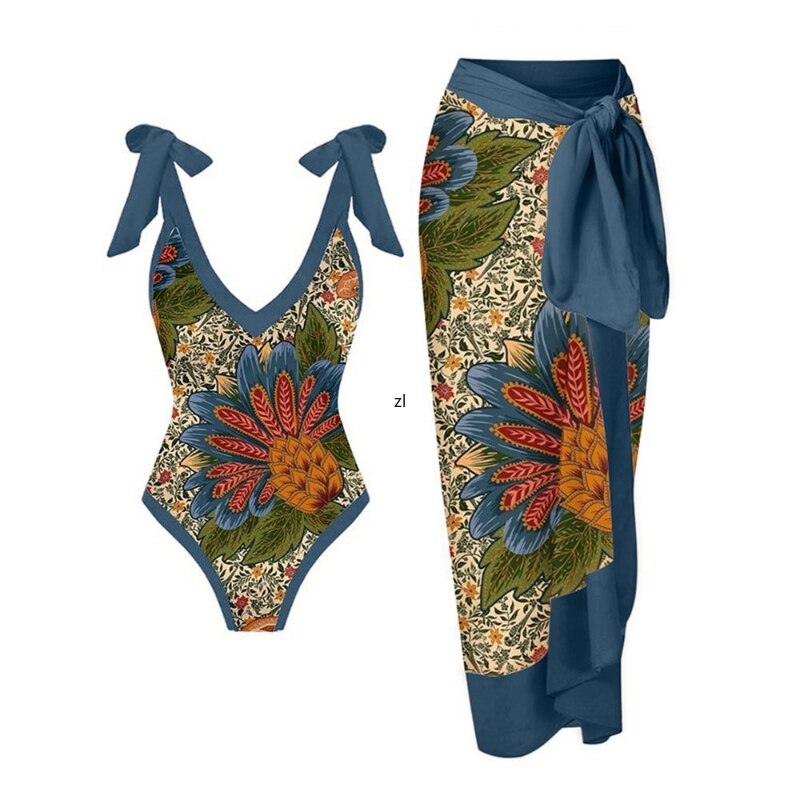 Two Piece Sets Beach Swimsuit Cover-up 2024 Summer Women Clothes Tops Bodysuits And Skirt Fitness Skinny Outfit 2 Piece Suit
