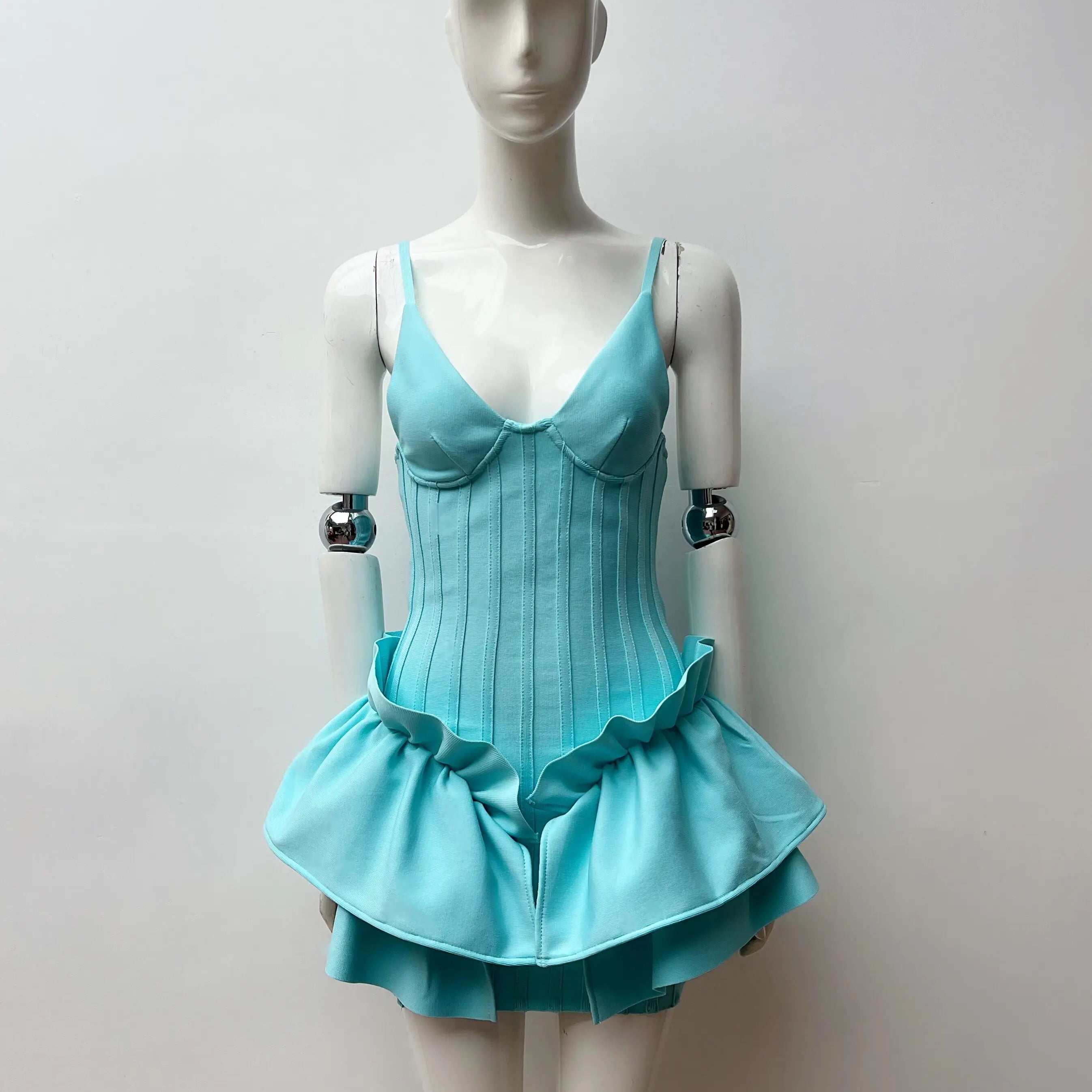 Black Red White Ladies HL Bandage Dress Strap V-Neck Bodycon Mini Dress Ball Grown Fashion Girls' Birthday Party Dress Vestido