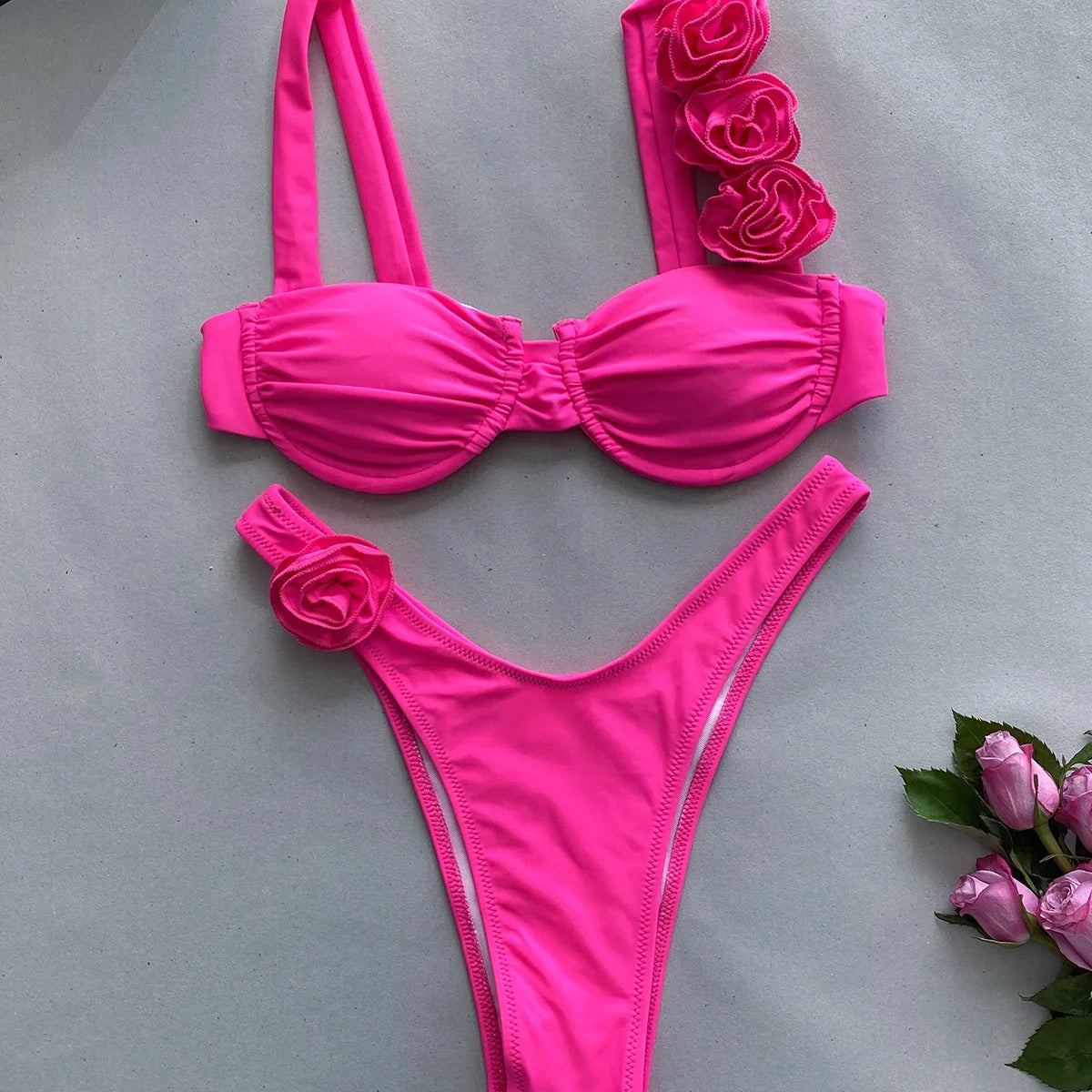 Push Up Bikini Sexy Women Swimsuit Female Swimwear Sexy Bikini Set Brazilian Biquini Floral Swimming Suit Bandage Beachwear JC329206