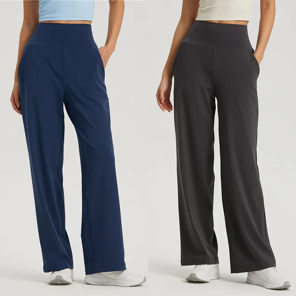 WISRUNING Wide Leg Yoga Pants Push Up Sports Tights for Women Leggings for Fitness High Waist Workout Clothes Gym Sportswear