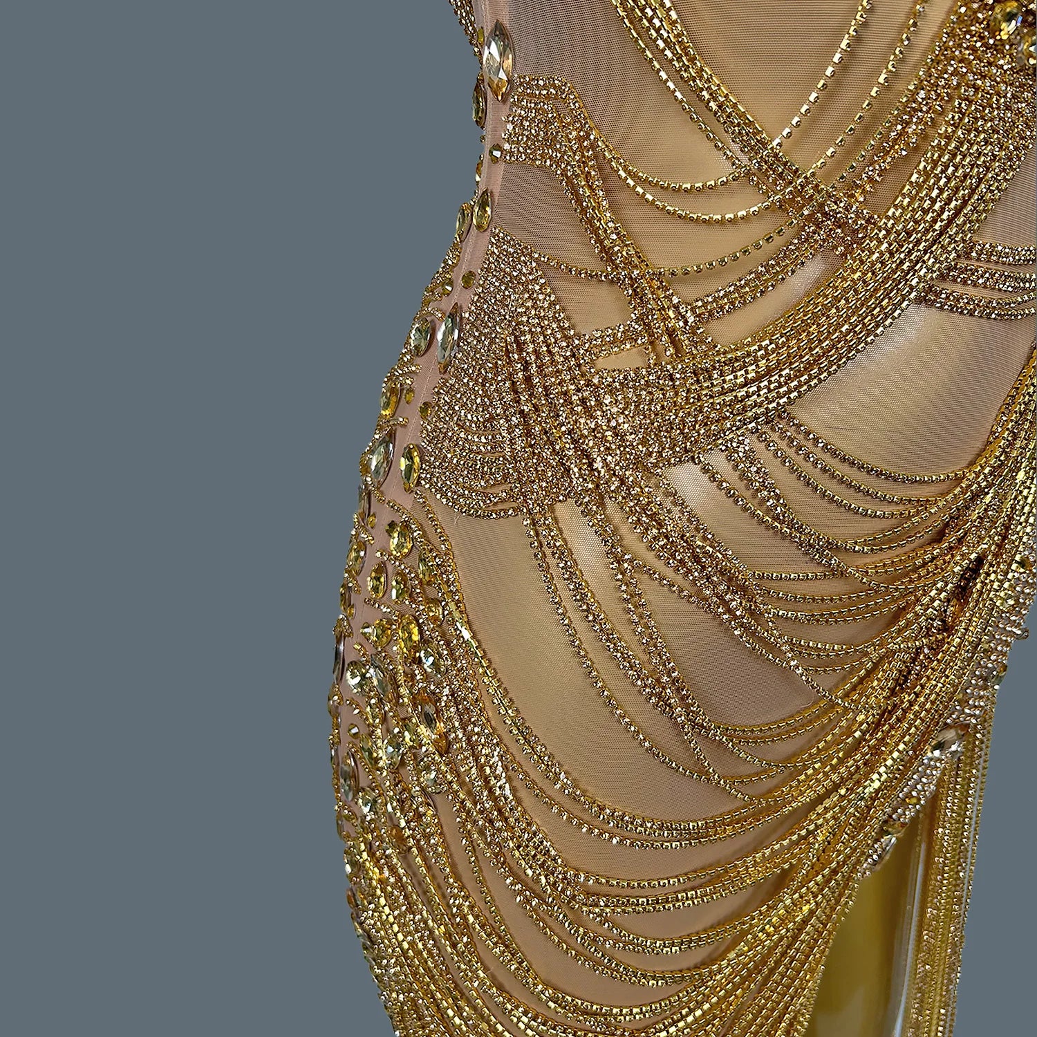 Luxurious Sparkly Rhinestone Evening Mini Dress for Women Fancy Nightclub Stage Performance Wear Dinner Party Sexy Dress Luoli