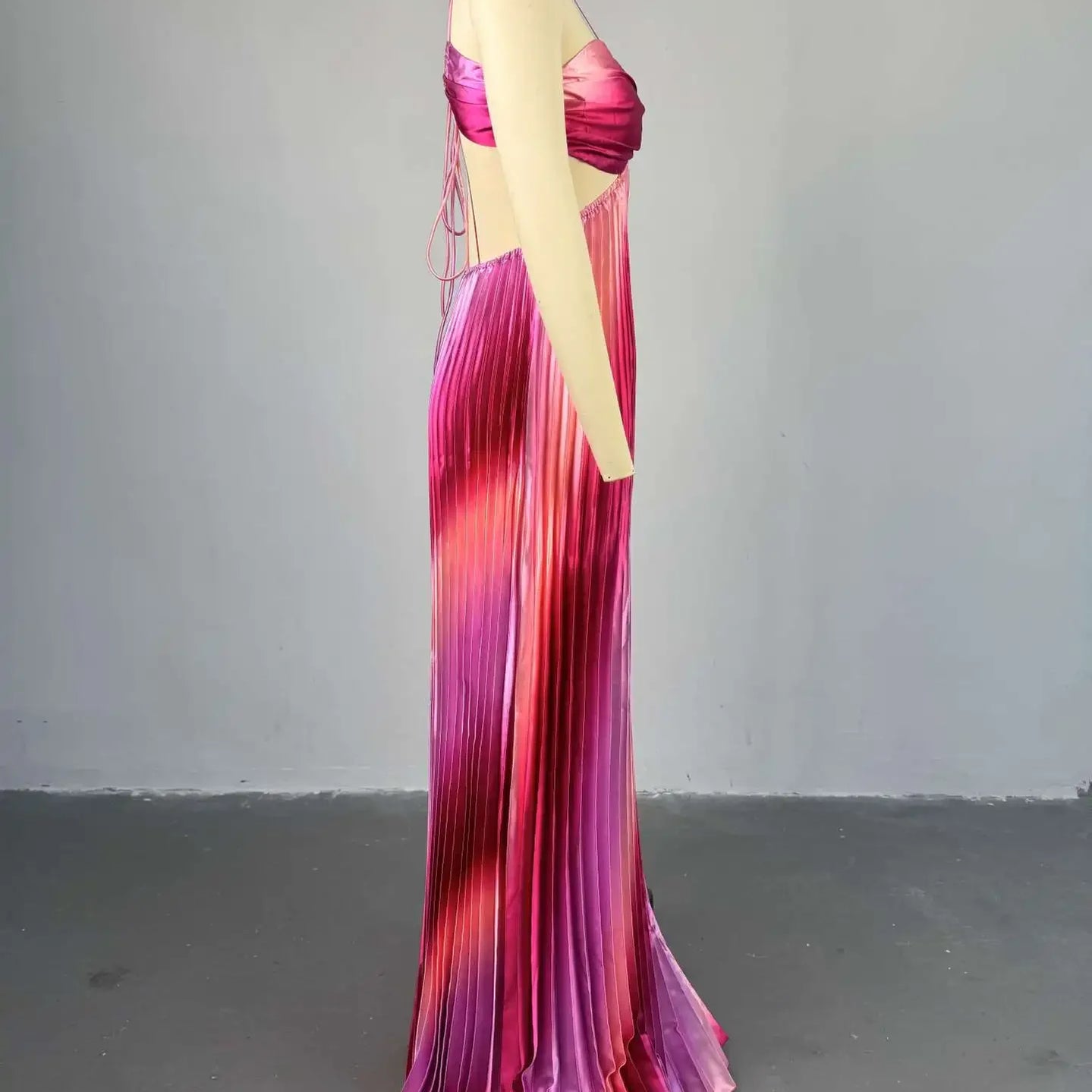 2025 Elegant Sleeveless Sweet Strapless Gradient Floor-Length Long Women Dress Beach Party Evening Sexy Pleated Dresses