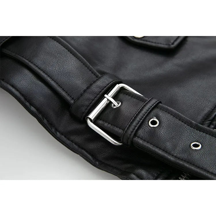 Women Autumn Fashion Imitation Leather Loose Jacket Coat Vintage Long Sleeve Zipper Female Outerwear Chic Tops