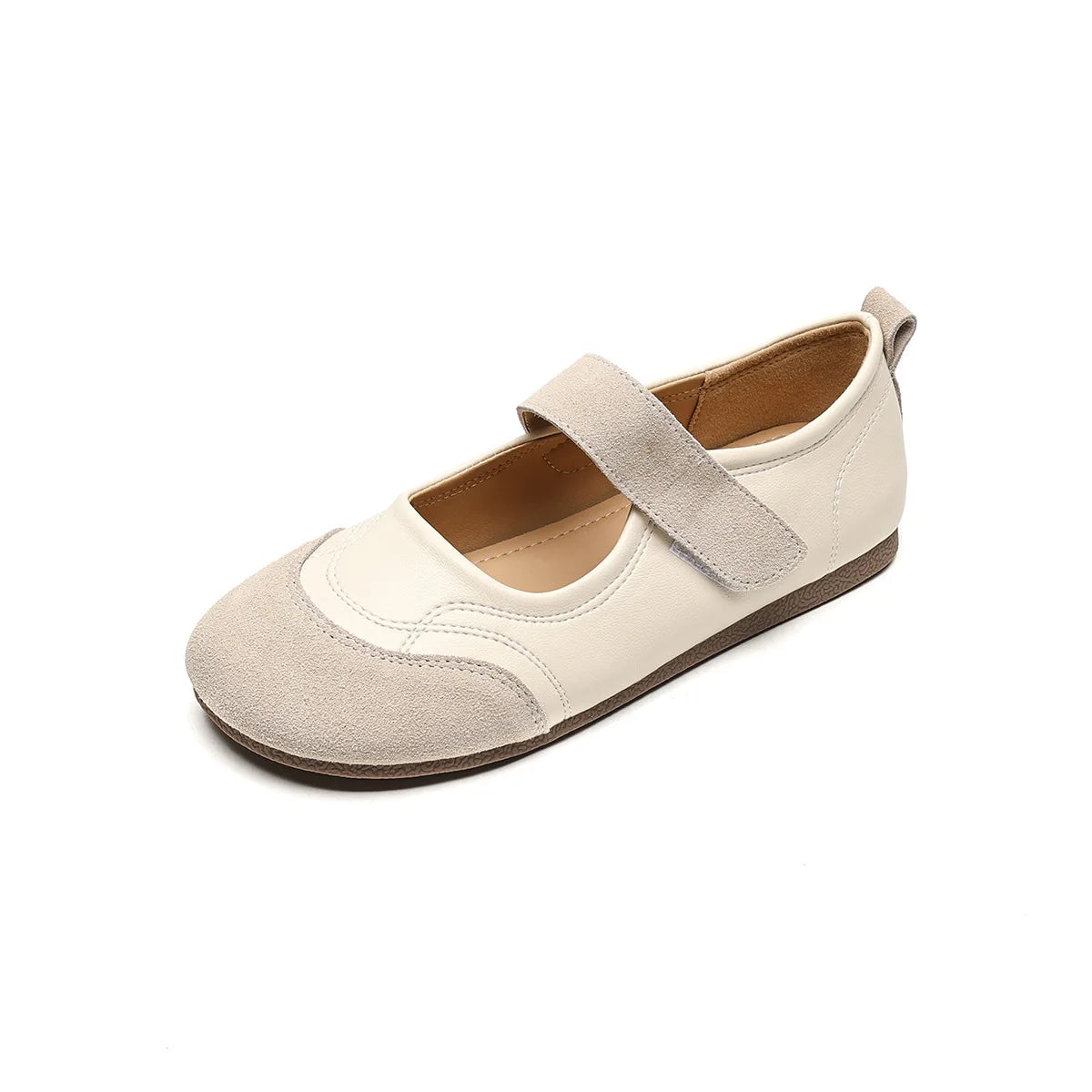 2024 Spring Women's Flat Shoes Korean Style Mary Jane Ladies' Casual Leather Flat Boat Shoes Loafers Work and Party Wear 41-43 Ivory