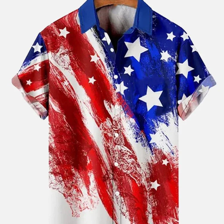 Men's Shirts American Flag Eagle pattern 3D Print Tops New Summer Casual Fashion Beach Party Tops Short Sleeves Men Clothing CSC04F2024041M8