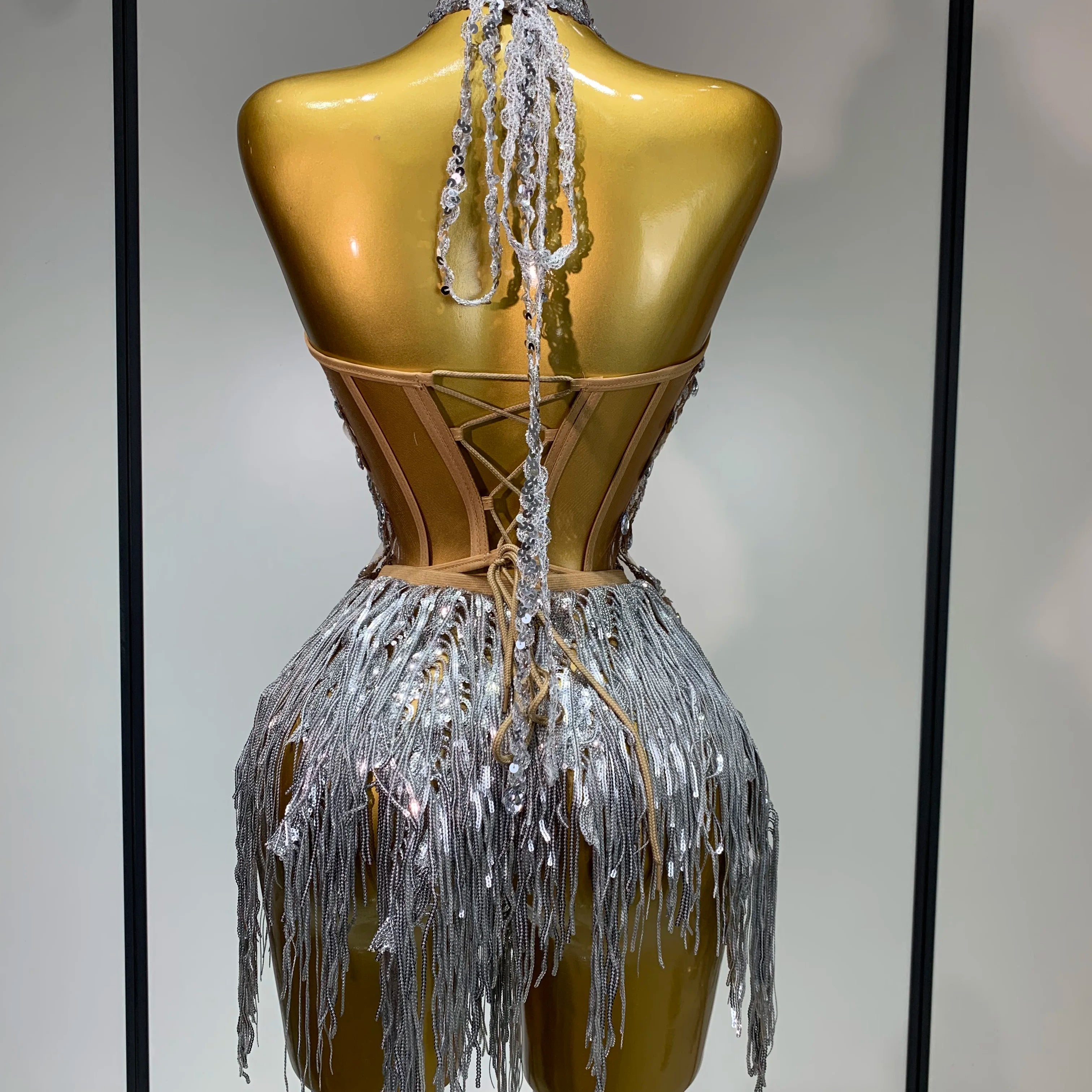 Women Sexy Sequins Rhinestone Glitter Two Pieces Sets 2025 Luxury Birthday Evening Party Nightclub Hotwife Singer Stage Outfit