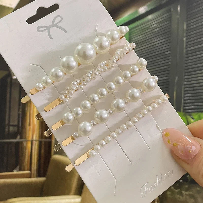 Simulated Pearl Hair Clips For Women Korean Women Hairpins Girl Geometric Hair Barrettes Fashion Hairgrip Hair Accessories Set 2