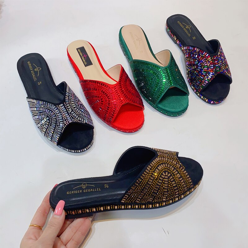 Trendy Colorful Slides for Women 2024 New Classic Design Sandals Italian Style Lady Shoes Low Heel Summer Mules Comfy Sandals