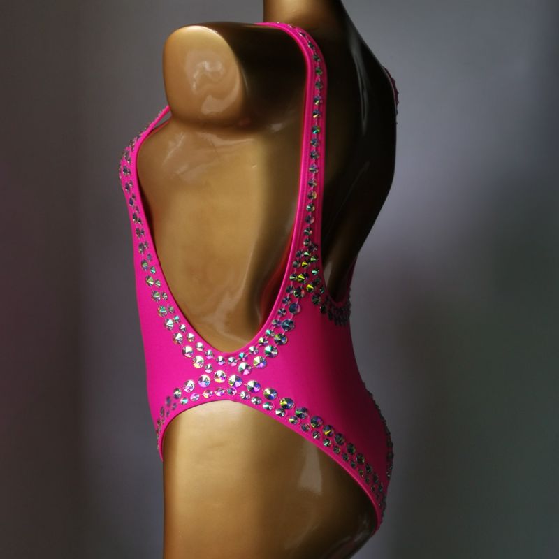 Sexy Backless Woman's One-Piece Swimsuit Luxury Crystal Rhinestone Diamond Swimwear High-End Customized Bathing Suit
