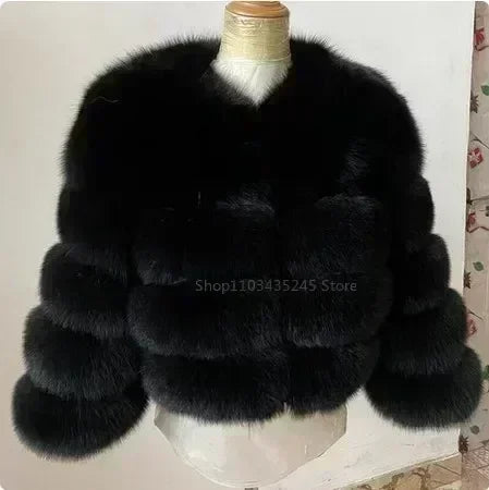 Women's Fashion faux fur coat super hot Autumn Winter women short Faux fox fur fluffy jacket high quality 5xl Ladies furry coats One Size