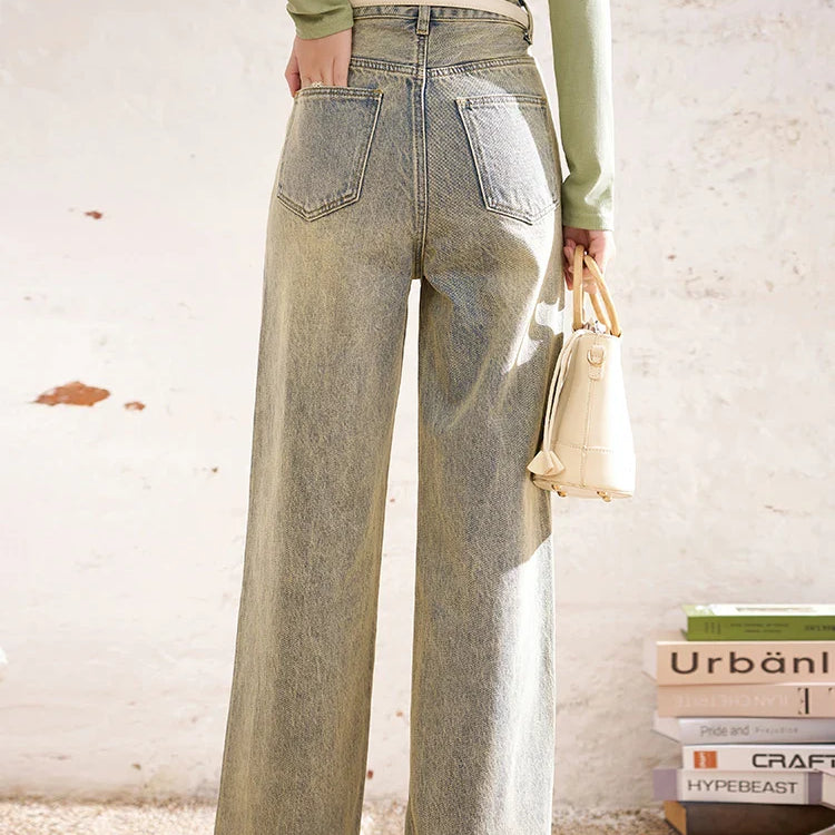 MISHOW Baggy Distressed Jeans for Women Wide Leg High Waist Loose Vintage Pants Spring Autumn Ladies Trousers MXD22K0562