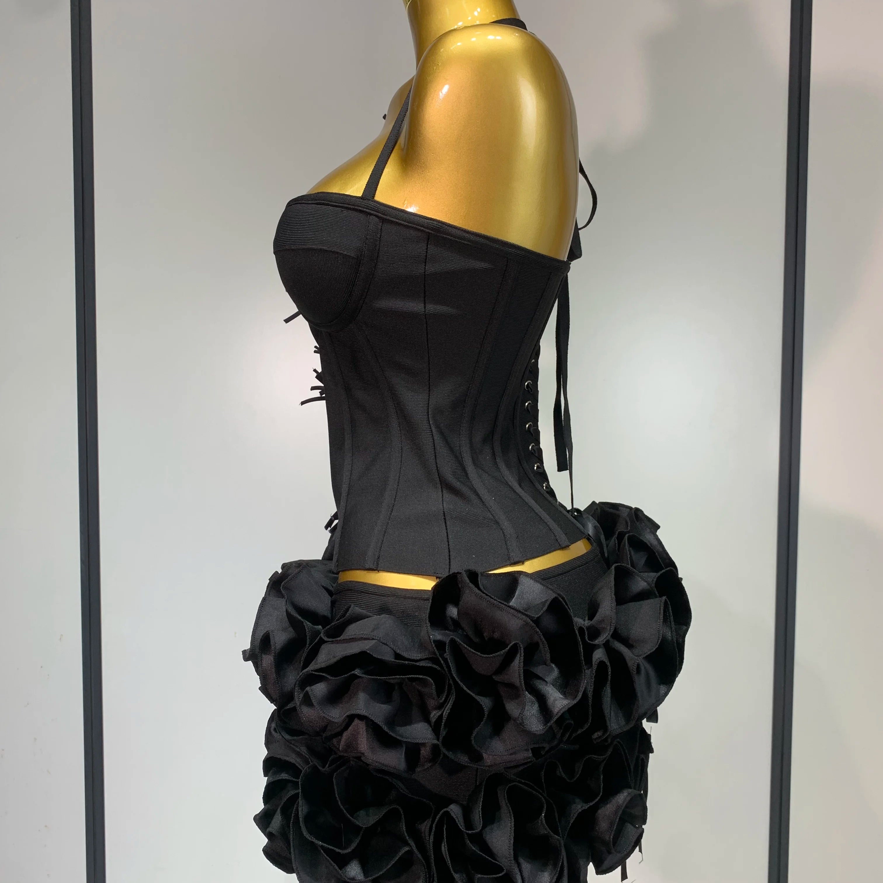 Women Sexy Halter Prom Gown Fashion Celebrity Club Party Two Piece Set Cocktail Elegant Luxury Birthday Party Bandage Outfit