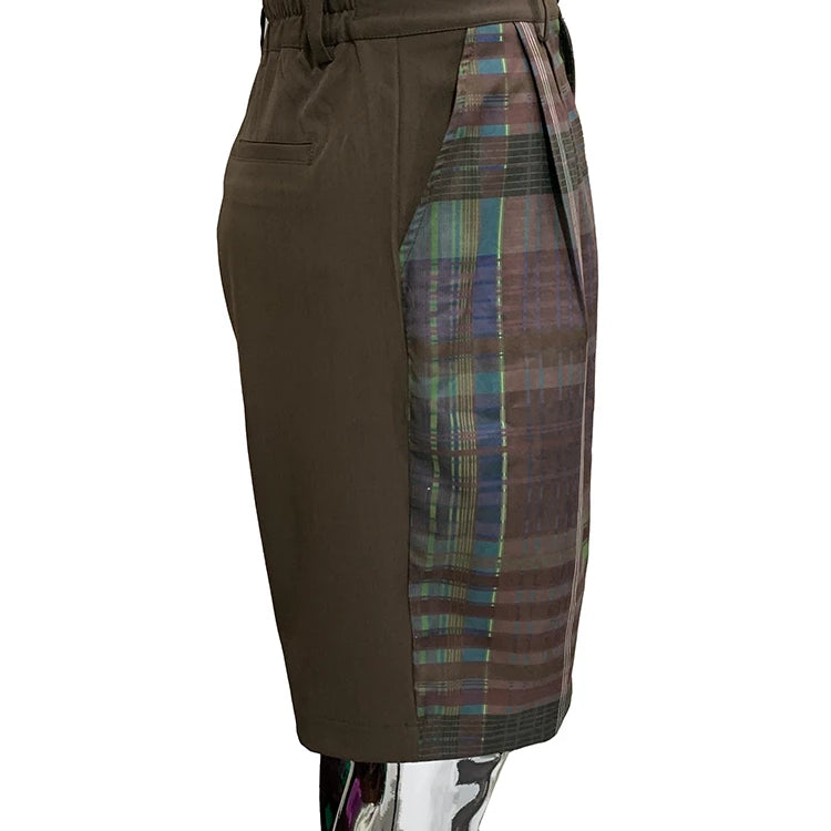 Lautaro Summer Autumn Loose Soft Thin Colorful Plaid Patchwork Shorts for Men Mens Knee Length Pants Luxury Designer Emo Clothes