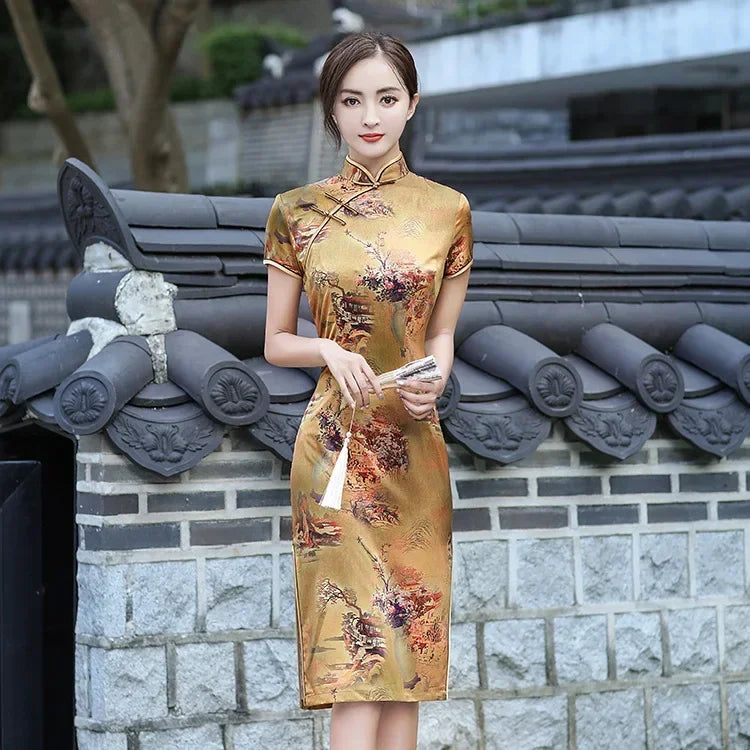 Cheongsam Qipao Fashion Clothes Casual Elegant Ethnic Style Vintage Dress for Women Streetwear Women Clothing Party Chinese DQ3-9