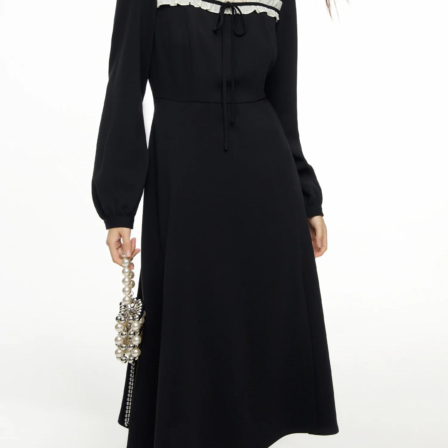 DUSHU Women's Autumn Outfit New Style Sweet French Square Collar Dress Slimming Versatile Women Dress Casual 24DS83330