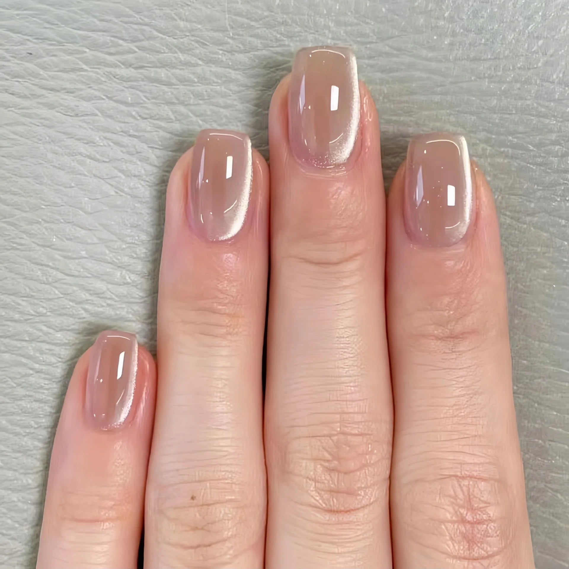 24Pcs/30Pcs Short Square Ballet False Nails Full Cover Glitter Cat Eye Press on Nail Wearable Fashion Nail Patch with Jelly Glue 13