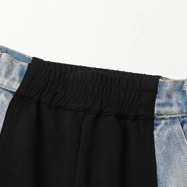 Straight Loose Denim Pants Female High Waist Colorblock Loose Wide Leg Long Trousers Women Clothing 2023 Style New