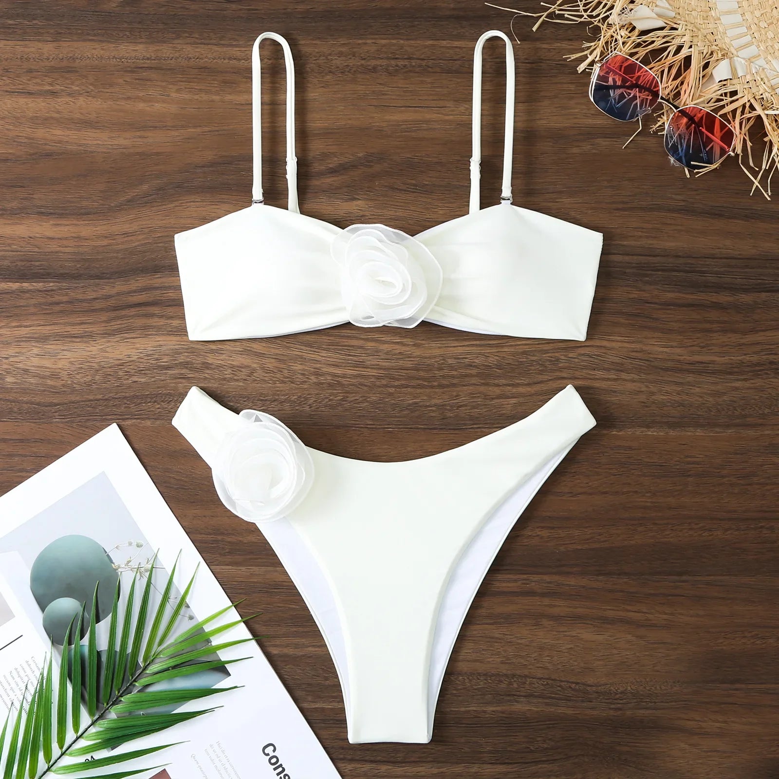 Sexy Women Swimsuit  Lace Up Bikini Micro Bikinis Set Female Swimwear 3D Floral Bathing Suit Thong Biquini Swimming Suits