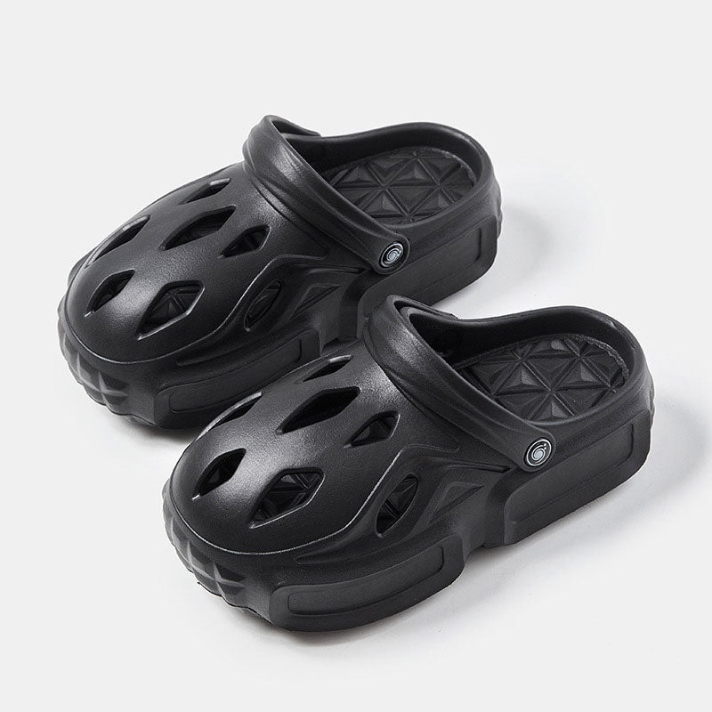 Women's Sandals Thick Soft Home Slippers Non-slip Outdoors Cool Chain Fashion Cozy Slides Easy Washing Breathable Cut-out Black
