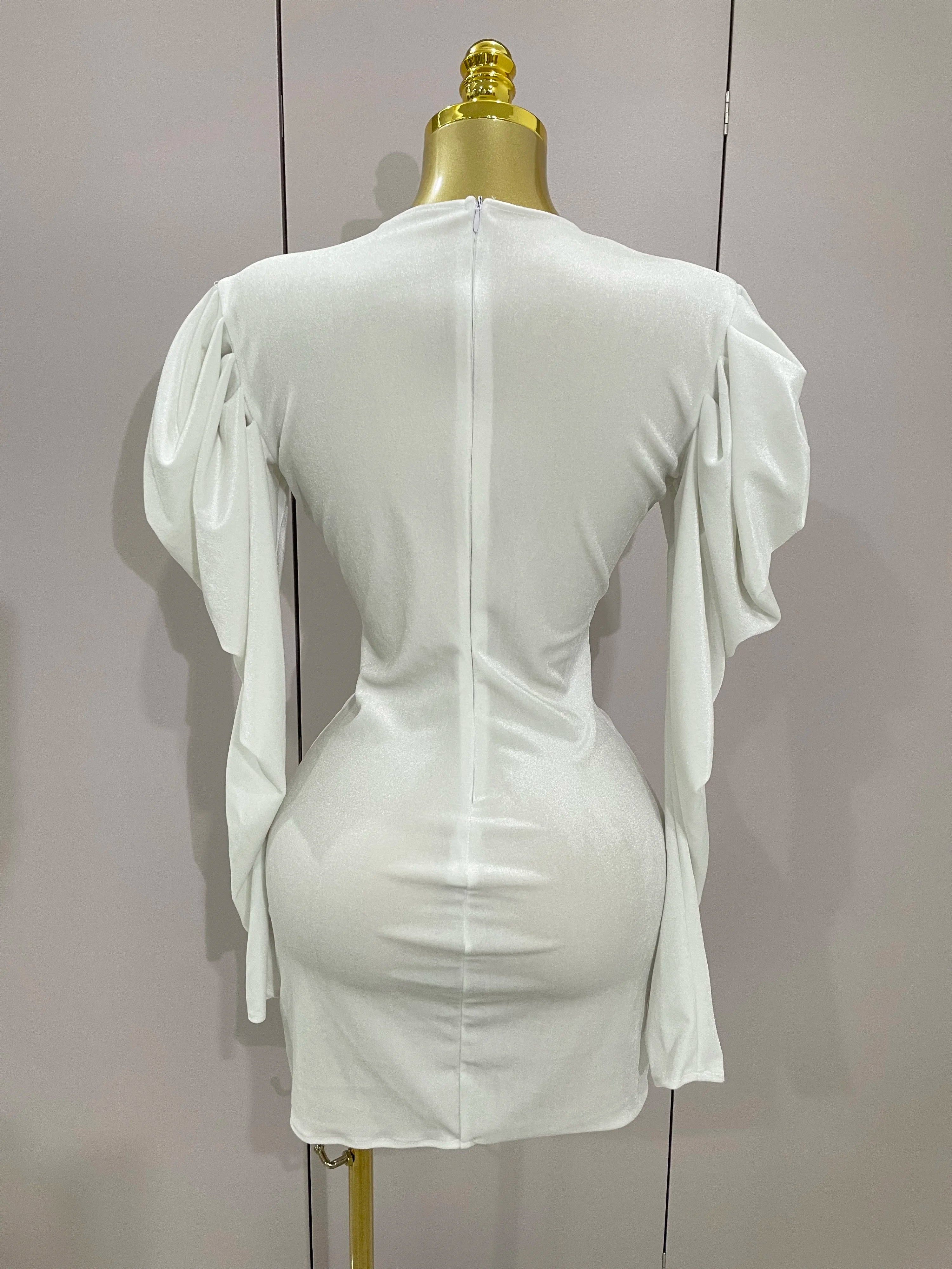 Luxury Sparkly Crystals Sexy Mesh White Velvet Short Dress 2025 Women Elegant Evening Prom Birthday Party Dresses Stage Costume