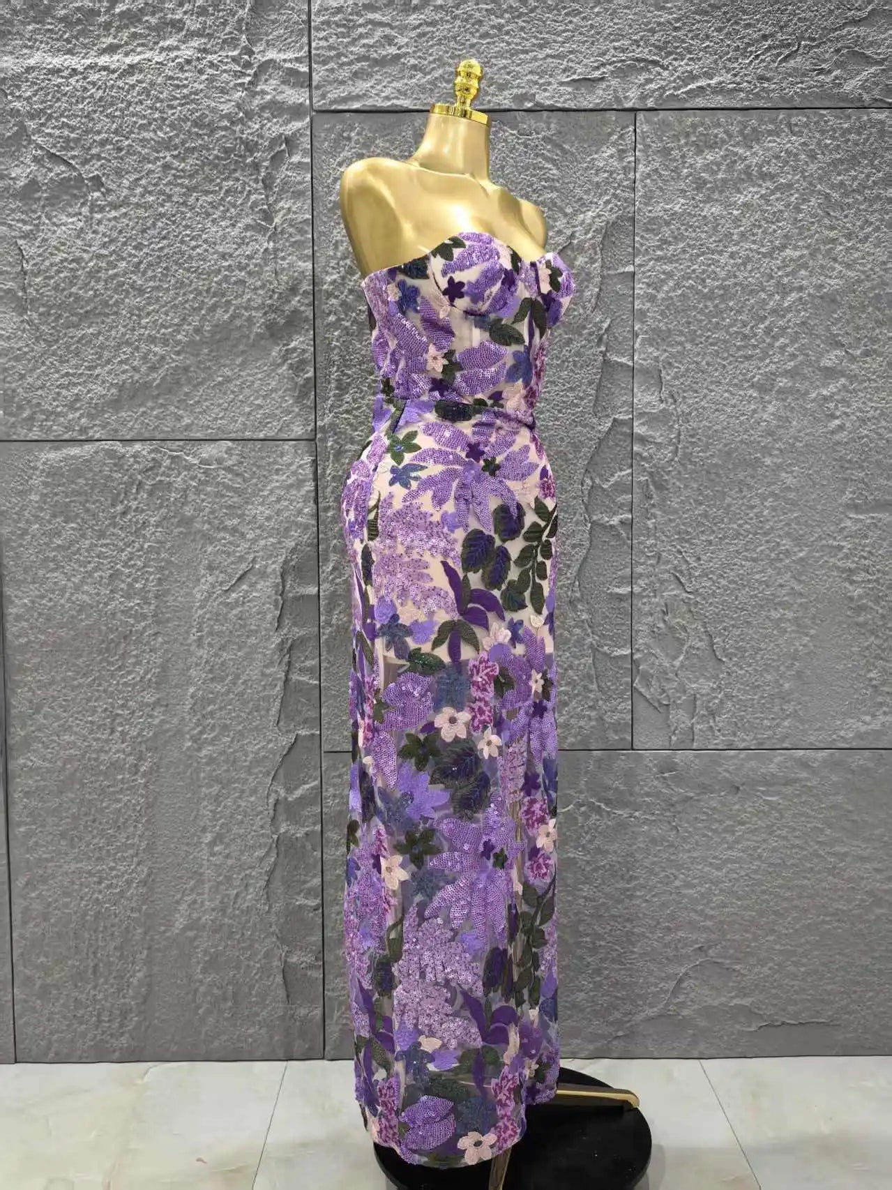 Women Sexy Strapless Embroidery Bodycon Long Dress Celebrate Evening Party Vacation Girls' Birthday Outfit