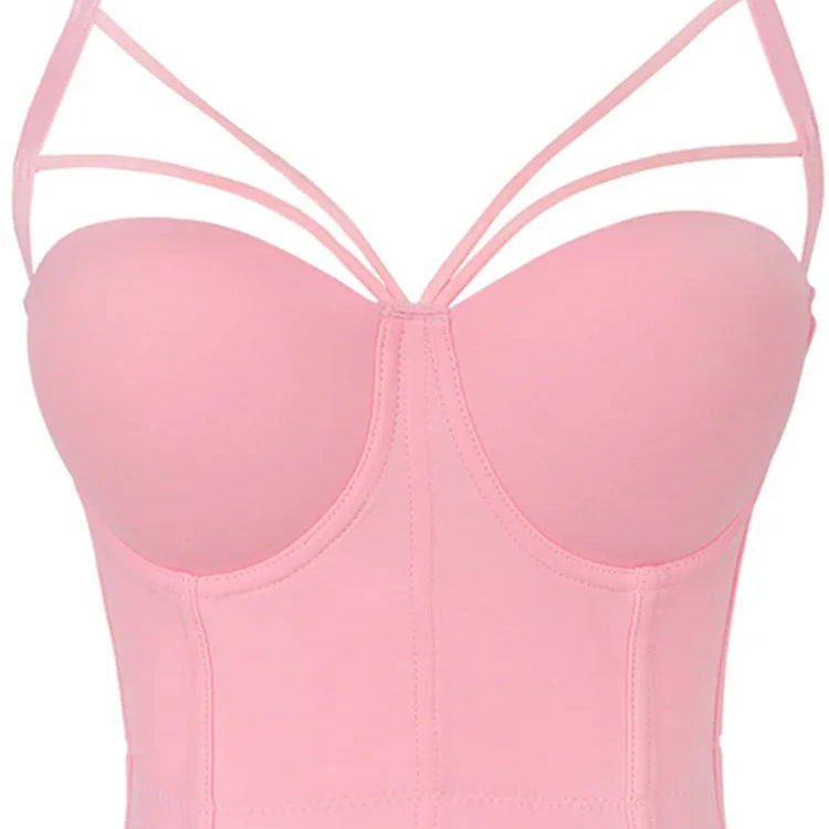 5 Colors Women Sexy Designer Summer V Neck Nude Black White Red Pink Cotton Camisole Tops Ladies Camis Crop Tops Pink