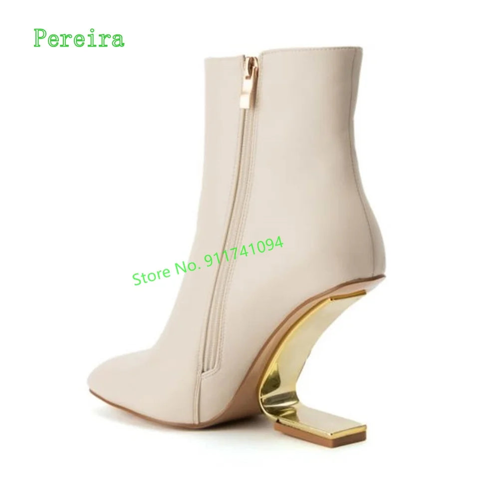 2024 White Ankle Boots Women's New Arrival Matte Leather Pointed Toe Hidden Heel Side Zipper Fashion Ladies Short Boots Autumn