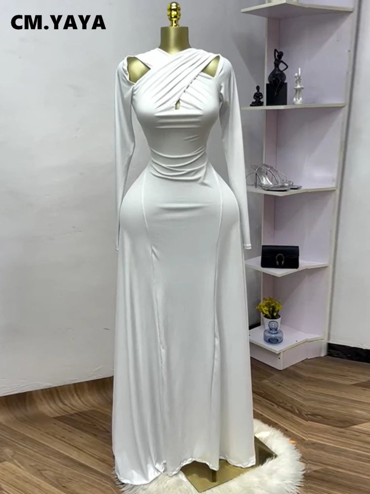 2025 Summer Women O-neck Long Sleeve Mermaid Maxi Dress Birthday Beach Sexy Night Party Club Long Dresses