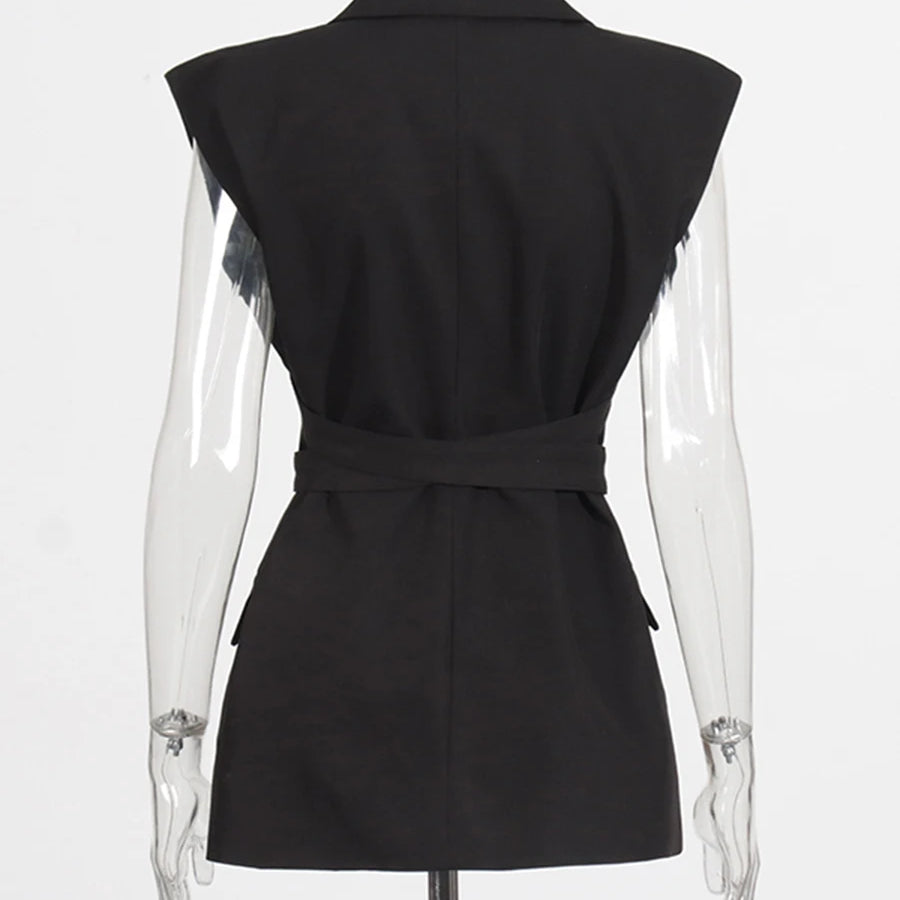 Solid Slimming Spliced Single Breasted Coat for Women Lapel Long Sleeves Patchwork Lace Up Top Female Clothing New