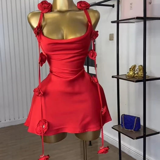 CM.YAYA Women Floral Applique Sleeveless Strap Midi A-line Dress 2025 Summer Holiday Birthday Sexy Club Party Evening Dresses