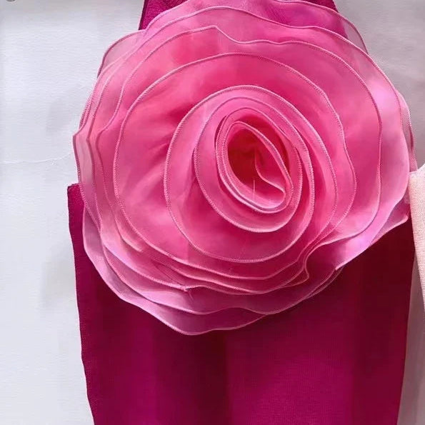 Summer Knitwear Sexy Crop Tank Top Femme Black White 3D Flower Sexy Sleeveless Knitted Top Slim Fit Halter Vest Rose Red One Size