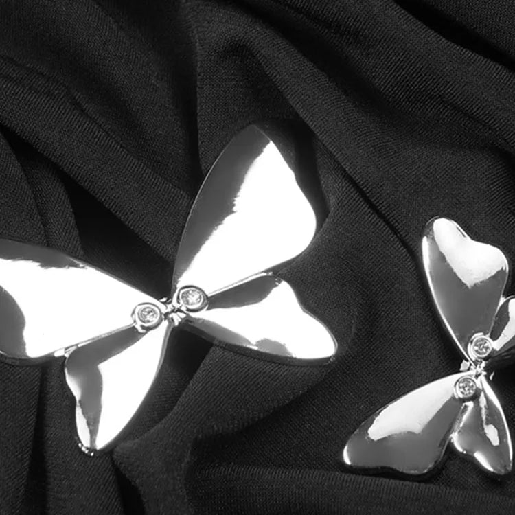 Luxury Women Celebrity Sexy Cut Out Butterfly Long Sleeve Black Maxi Long Bodycon Dress 2024 Elegant Evening Club Party Dress