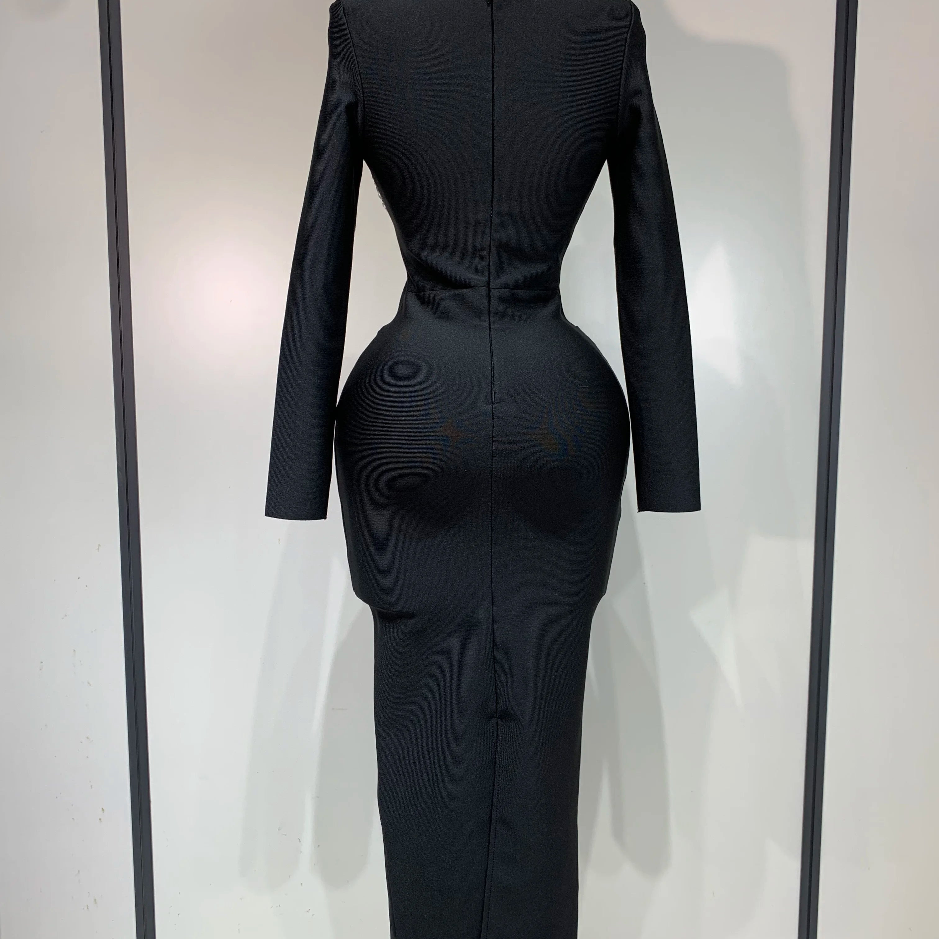 Women Sexy Luxury Sparkly Beading Bandage Dress 2025 Long Sleeve Bodycon Celebrity Party Elegant Evening Club Pary Dresses