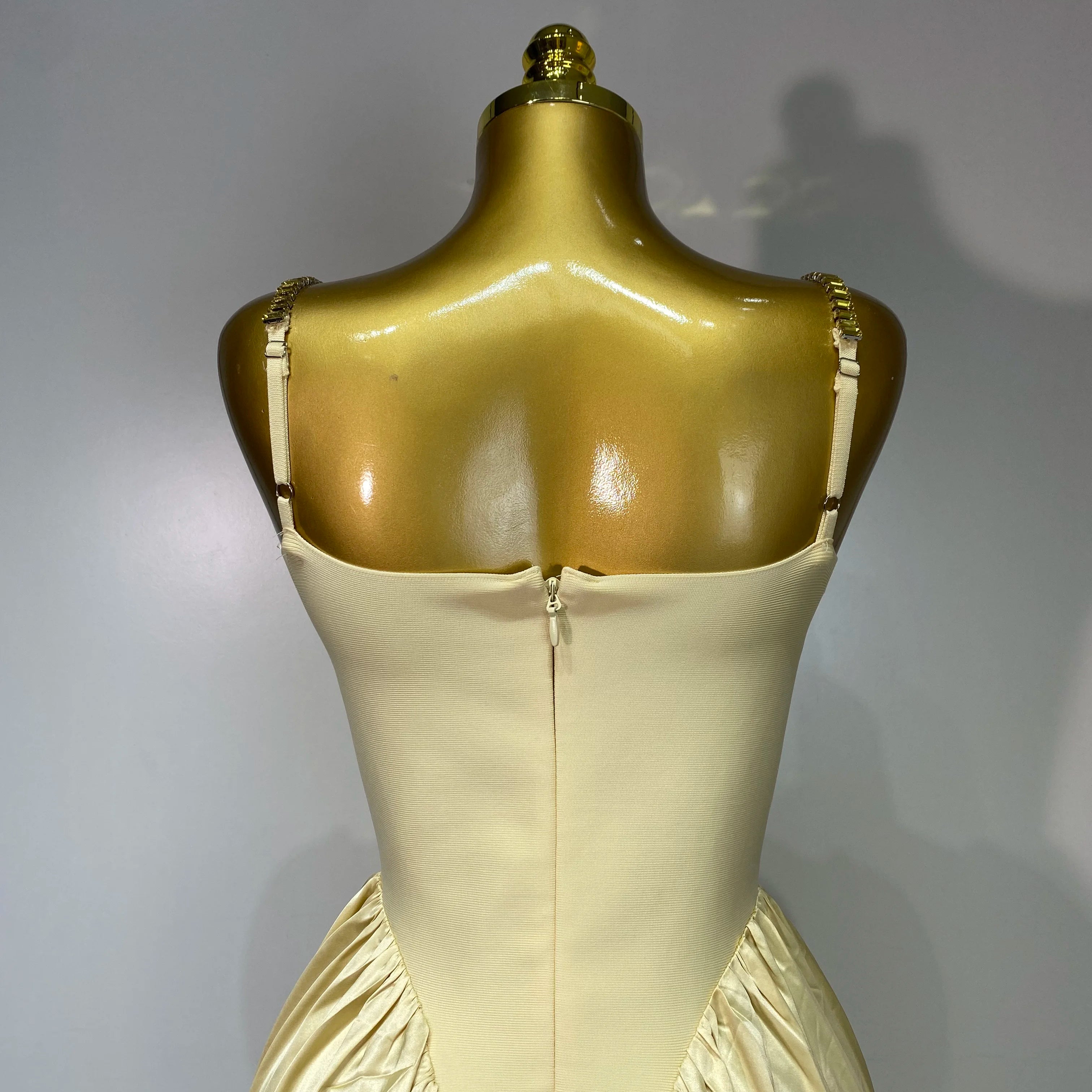 Women Sexy Strap Chain Sleeveless Long Dress Fashion Slimming Hundred Fold Dresses Elegant Evening Party Wedding Guest Gowns