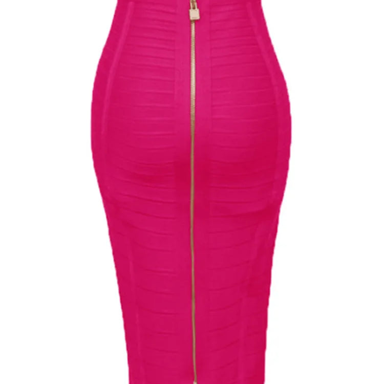 Shipping Plus Size XL XXL Summer Fashion Sexy Zipper Bandage Skirt 2022 Designer A Line Bodycon Pencil Skirt Faldas 58cm Hot Pink