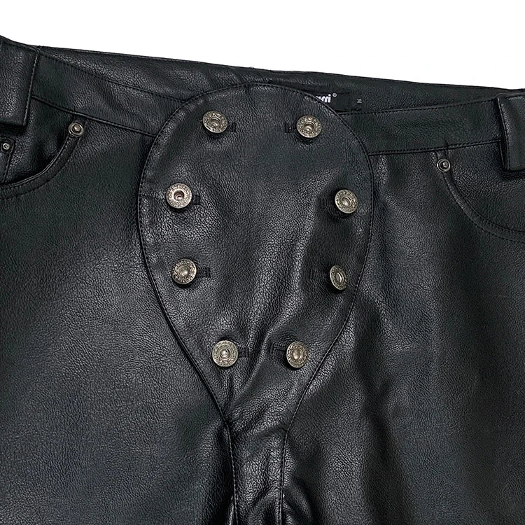 Lautaro Autumn Cool Long Waterproof Black Faux Leather Pants Men Rivet Luxury Mens Designer Punk Style Clothes European Fashion