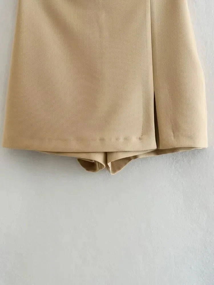 TRAF 2023 summer women's skirt shorts fashion retro high waist zipper side Y2K skirt women's fashion straight skirt shorts