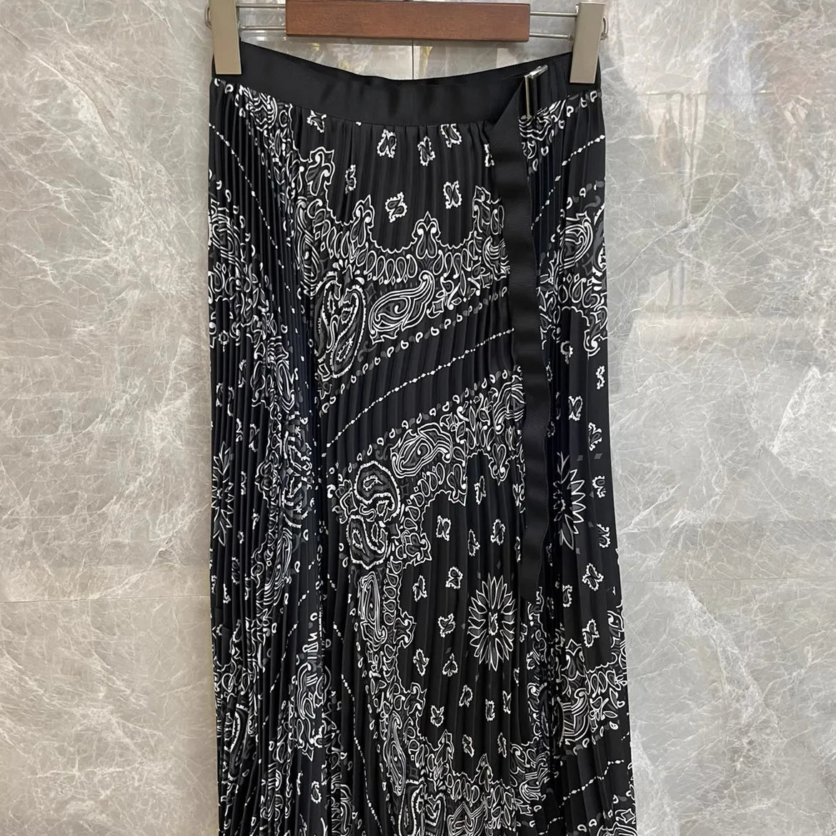 2023SS Summer Luxury New Women Flower Prints Pleated Midi Skirt for Female 2 Color Tutu