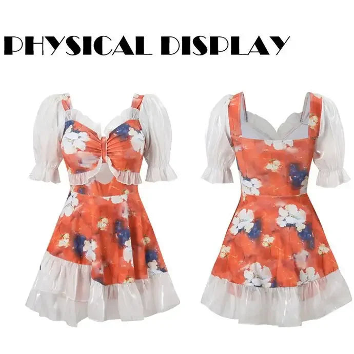 Korean One Piece Swimsuit Sexy New Women High Waist Swim Bath Suit Woman Swimwear Monokini Swimming Swimskirt