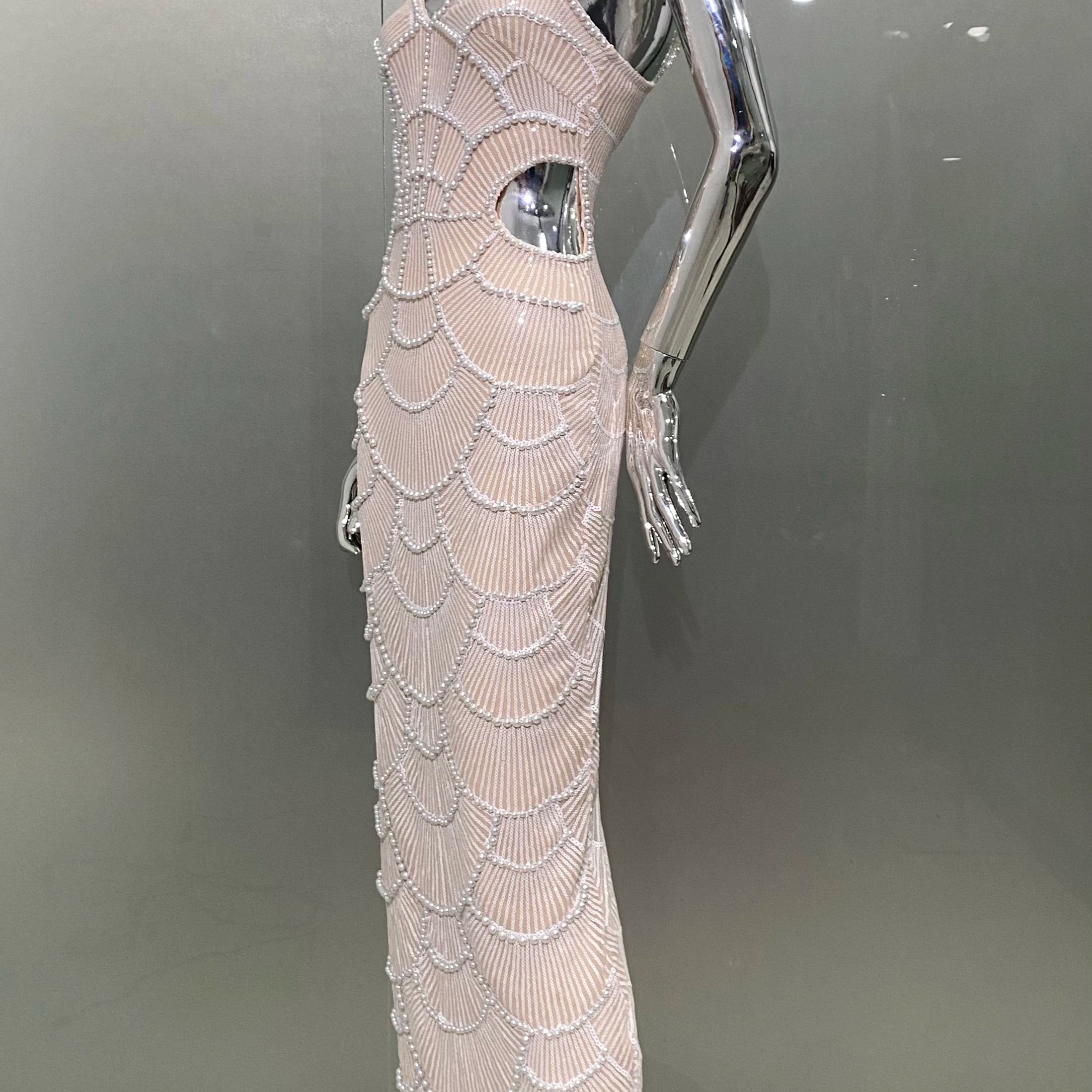 New Black Color Women Sleeveless Sexy Beading Strap Bodycon Long Dress Shinning Sequins Celebrate Elegant Evening Party Dress