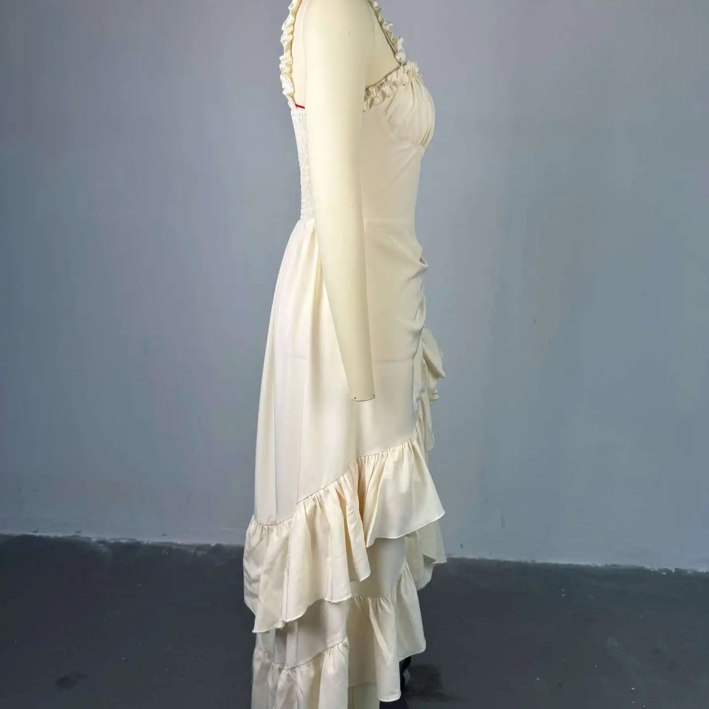 Women Strap Slash Neck Cascading Ruffles Drawstring Ruched Up Long Maxi Dress 2025 Birthday Evening Sexy Dresses Vestido