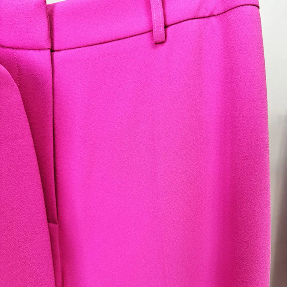 2024 Elegant Women's Light Luxury Suit Pants Set with Large Collar Long Sleeve Slim Fit Short Suit Coat and Pants Two Piece Set