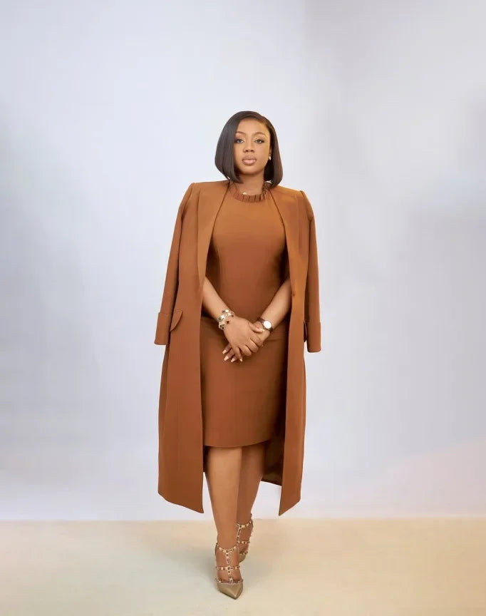 Women's Set Full Sleeve Long Blazer Coat+ Long Dress Suit 2025 Winter Streetwear Two 2 Piece Set Africa OL Work Outfits