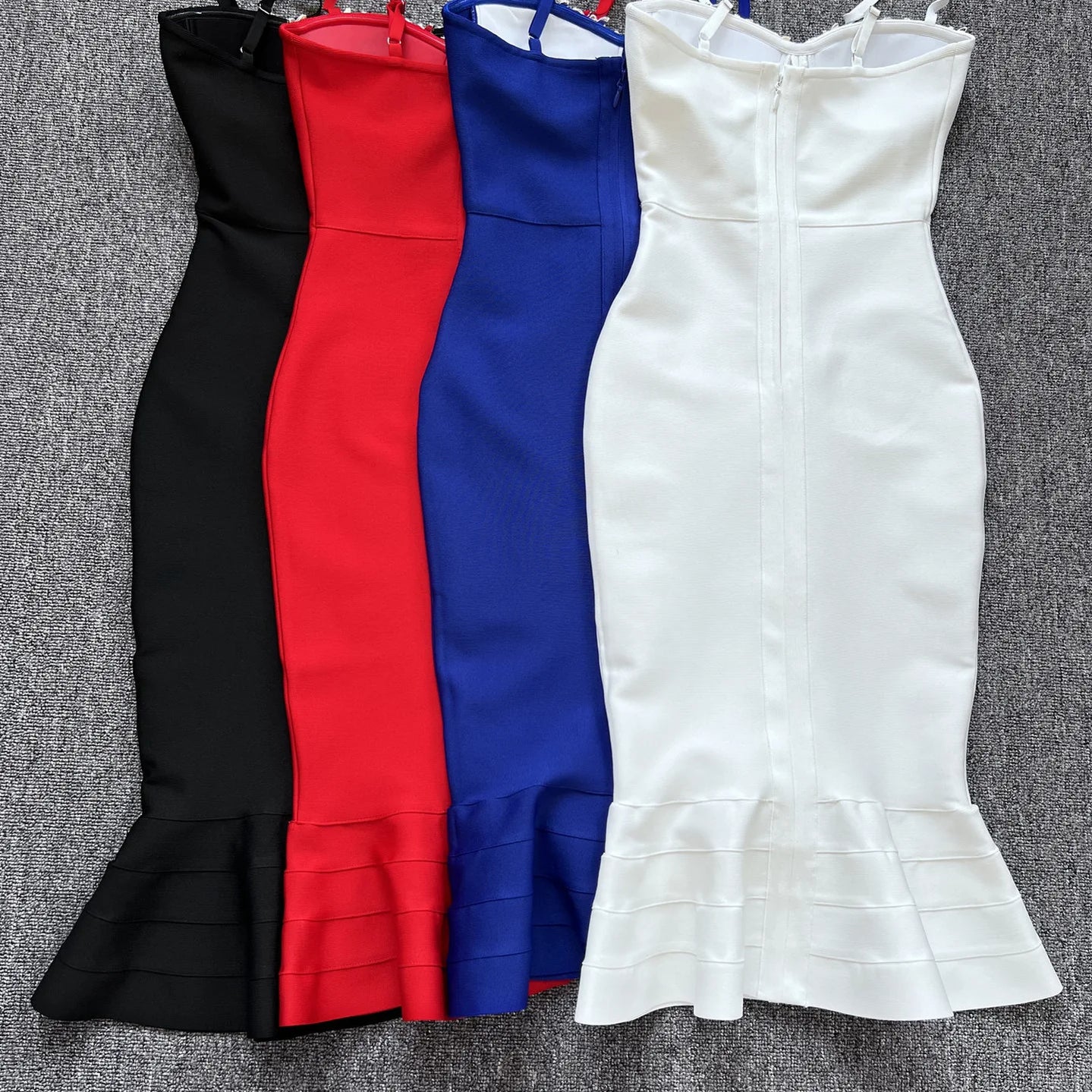 2023 Celebrity Sparkly Beading Knee Length Ruffles Rayon Bandage Dress Elegant Club Party Dress Vestidos