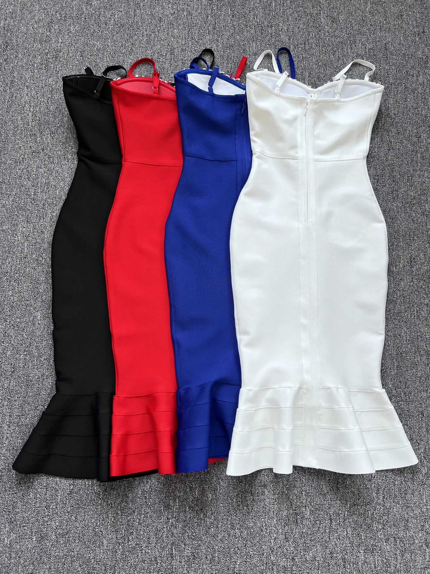 2023 Celebrity Sparkly Beading Knee Length Ruffles Rayon Bandage Dress Elegant Club Party Dress Vestidos