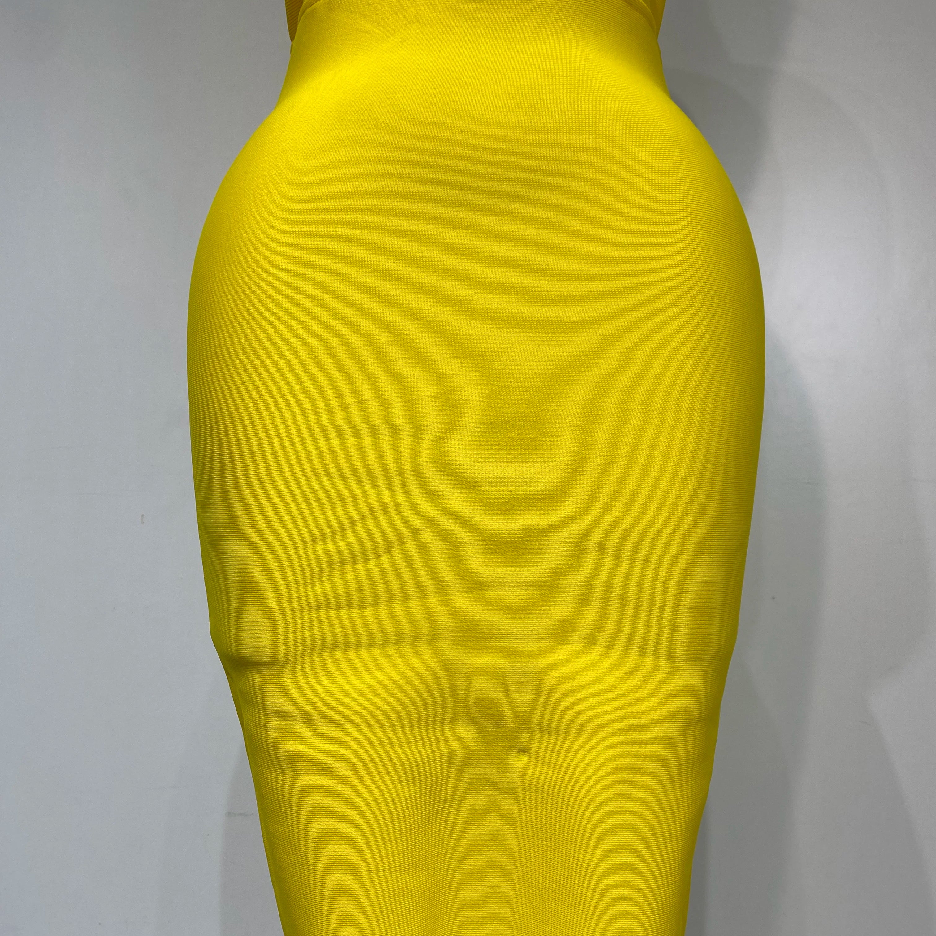 Women Sexy Backless Yellow Bodycon Bandage Dress Strapless Celebirty Elegant Feather Dresses Luxury Birthday Club Party Outfit