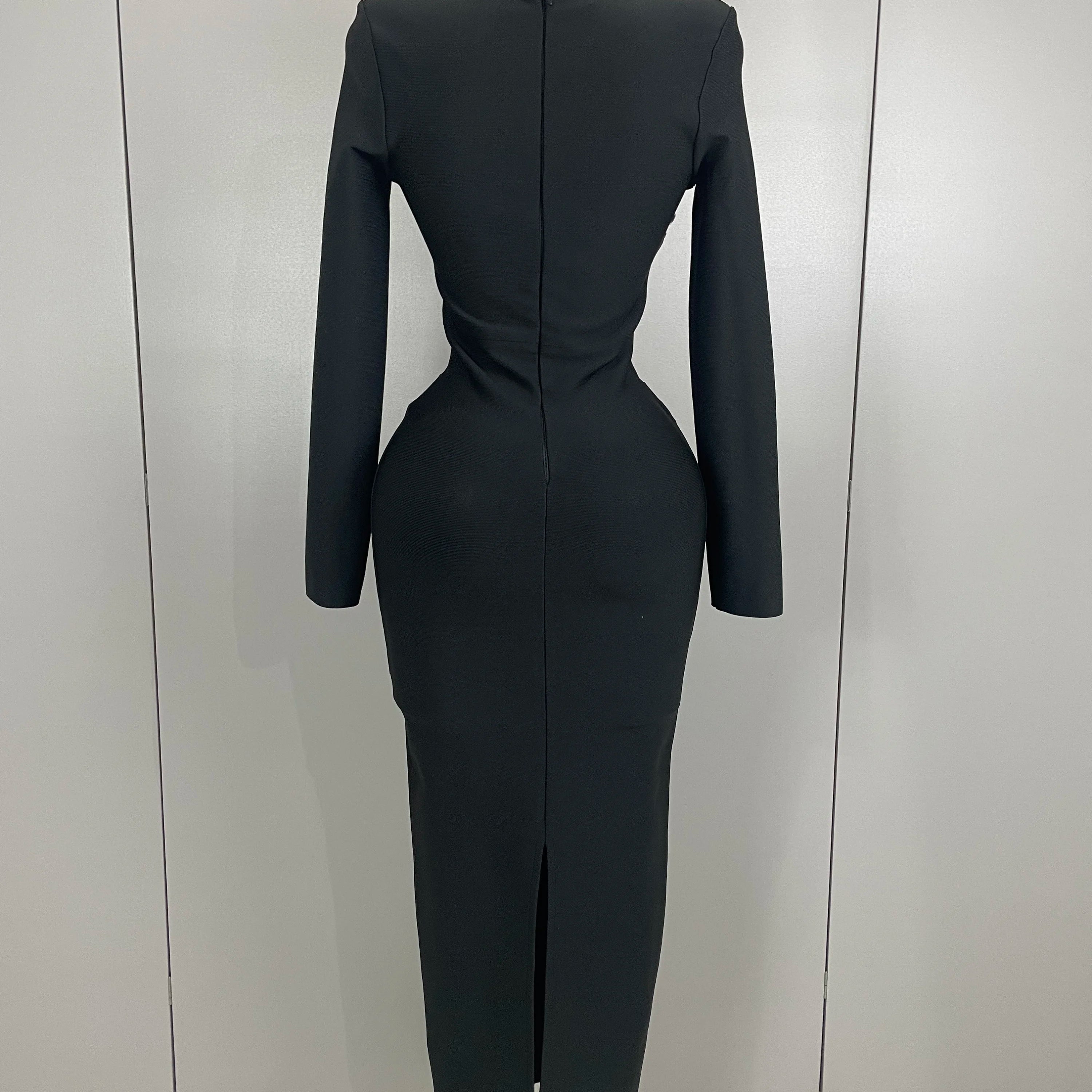 Sexy Luxury Sparkly Beading Bandage Long Sleeve Bodycon Dress 2025 New Women Celebrity Party Elegant Evening Club Pary Dresses