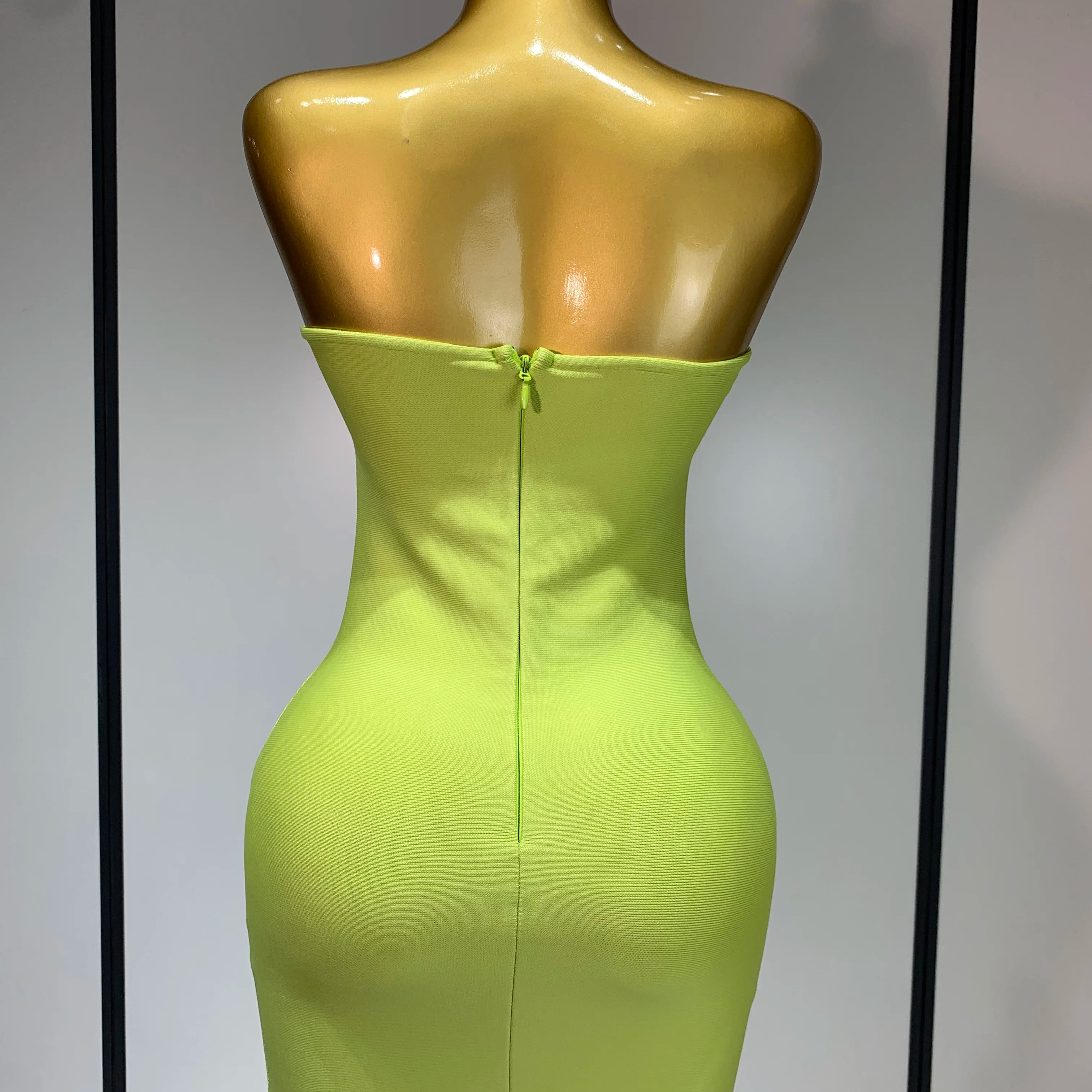 Women Celebrity Luxury Sexy Strapless Sparkly Diamond Cut Out Bodycon Bandage Dress Elegant Evening Club Party Birthday Outfit